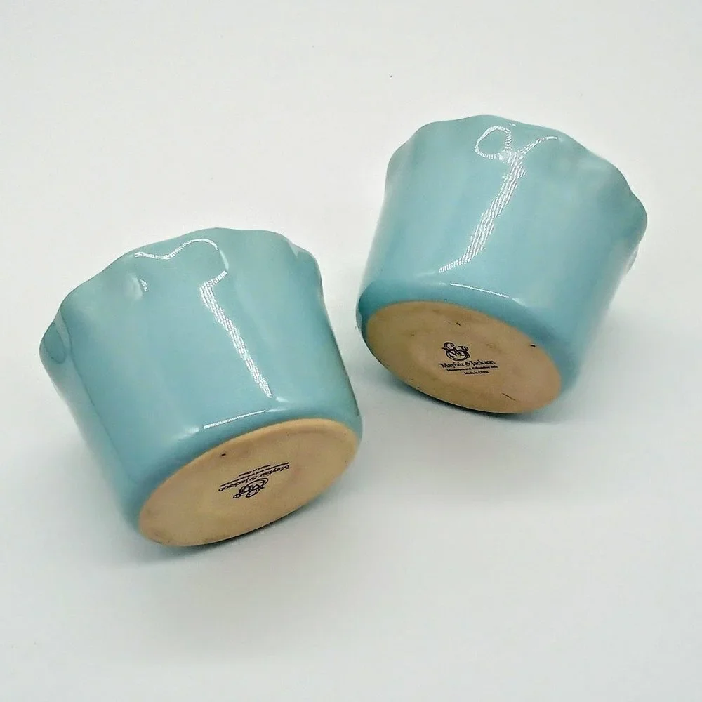 Mayfair & Jackson Aqua Blue Fluted Ceramic  6 Oz. Ramekins (2)